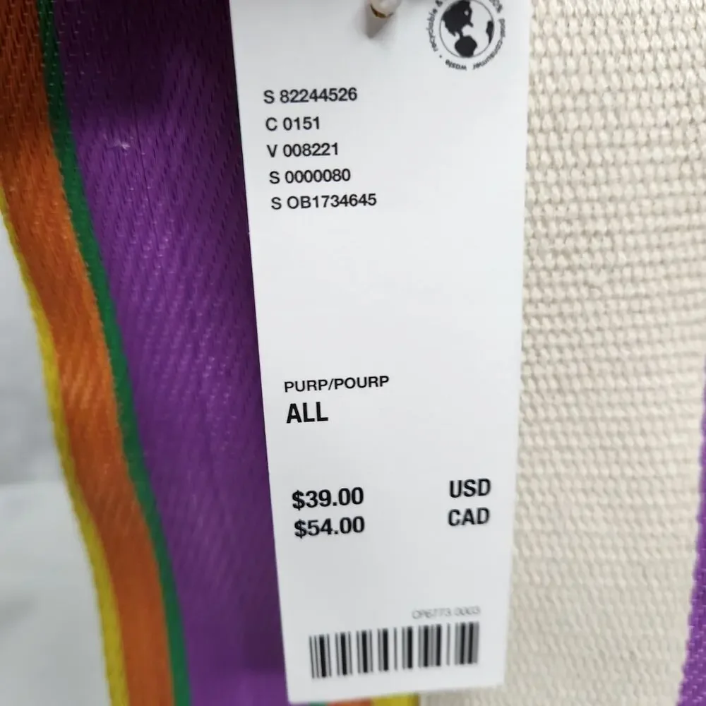 Urban Outfitters BDG Serena Mesh Tote Bag Medium Size Multi Stripe Purple Yellow - Picture 6 of 14